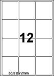 DBS étiq. 63,5x72mm 12/feuille blanc car