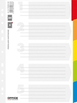 OFFICE products intercalaires, A4, carton, 11 trous, couleurs assorties, 5 onglets
