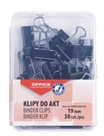 OFFICE products pince foldback, noir, 19 mm, boîte en plastic de 30 pièces