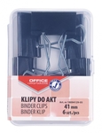 OFFICE products pince foldback, noir, 41 mm, boîte en plastic de 6 pièces