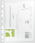 Q-CONNECT geperforeerde showtas, ft A5, 9-gaatsperforatie, PP, 50 micron, pak van 100 stuks