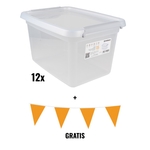 ACTIE: 12 x DONAU Home opbergdoos, 15 l (ref. 825311) + GRATIS 1 x Vlaggenlijn, 10 m, oranje