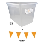 ACTIE: 6 x DONAU Home opbergdoos, 60 l (ref. 822711 + GRATIS 1 x Vlaggenlijn, 10 m, oranje