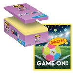Actie Post-It: 1 x Super Sticky notes, 90 vel, 76x127, geel, pak van 14 (+2 gratis) + 1 x GRATIS voetbal
