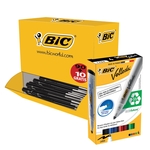 Actie BIC: 1 x balpen M10 Clic voordeelpak zwart + GRATIS 1 X whiteboardmarker, doos van 4 stuks